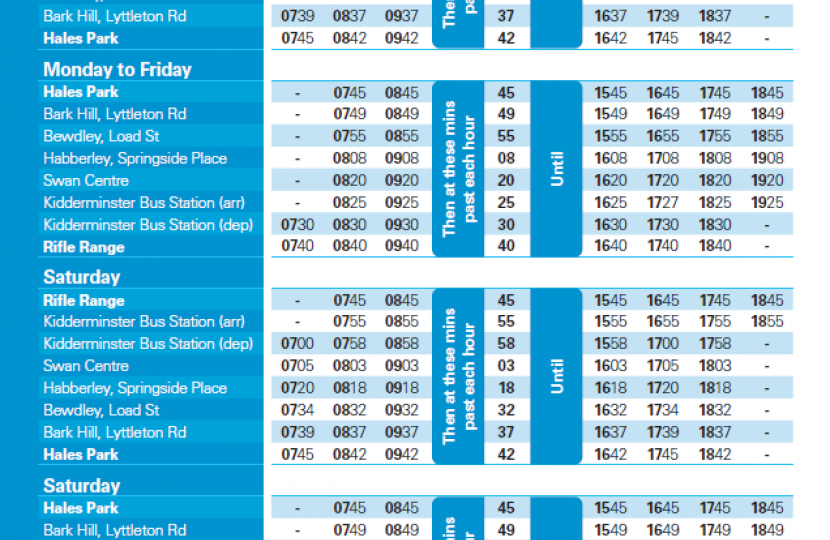 bus route 8 Timetable