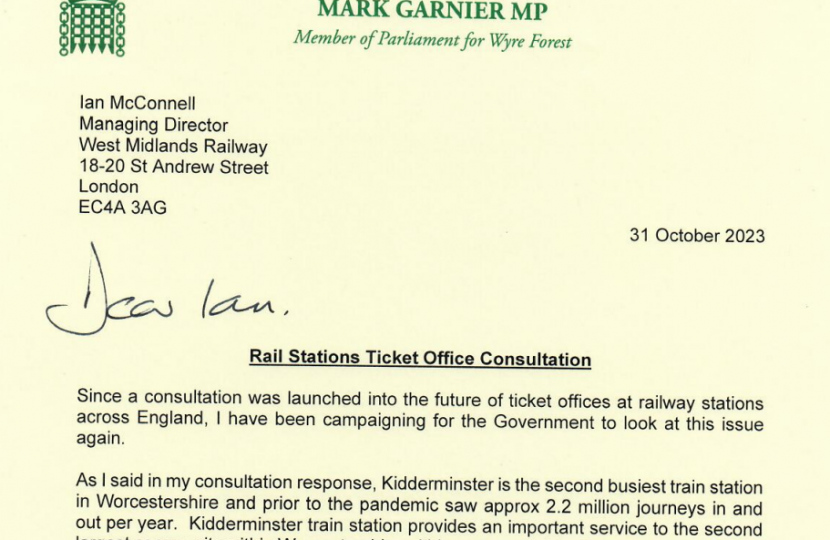 Letter to West Midlands Trains